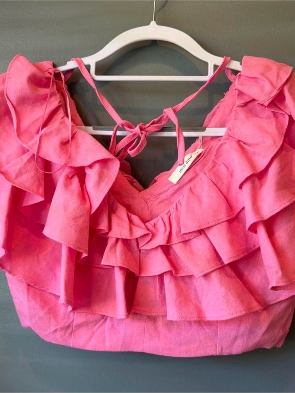 Ruffled Pink Tie-Back Crop Top